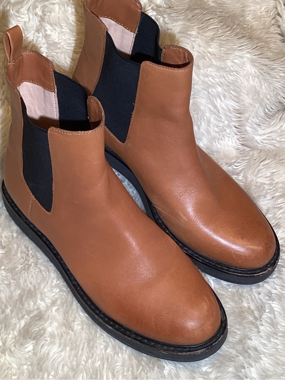 J. Crew Men's Chelsea Boots in Cognac Brown leather boots size 9.5